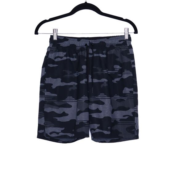 TRAVIS MATHEW Leader Board Active Short Black Camo Drawstring Stretch Men's S - Picture 1 of 13
